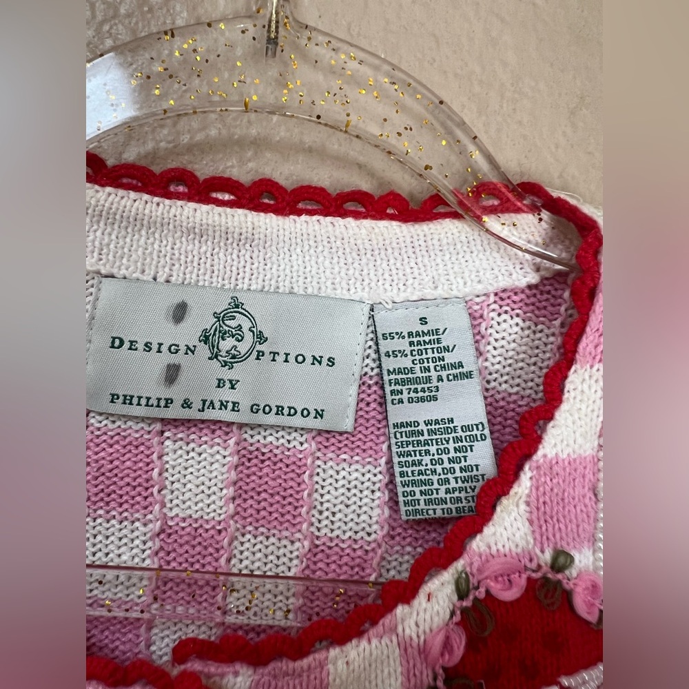 Design Options By Philip & Jane Gordon VTG Valentines Day Cardigan RARE Size S - Picture 7 of 15